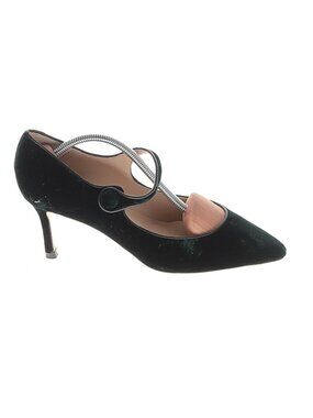 L.K. Bennett Dark Green Velvet Pointed Toe Mary Jane Pumps Heels Size 38/ 8 US